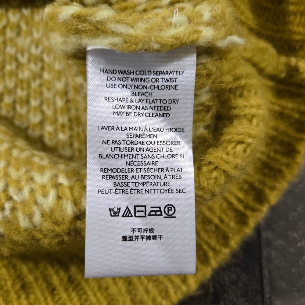 Anthropologie Maeve Sigfried Diamond Argyle Sweater M Chartreuse Wool Blend - Picture 10 of 10